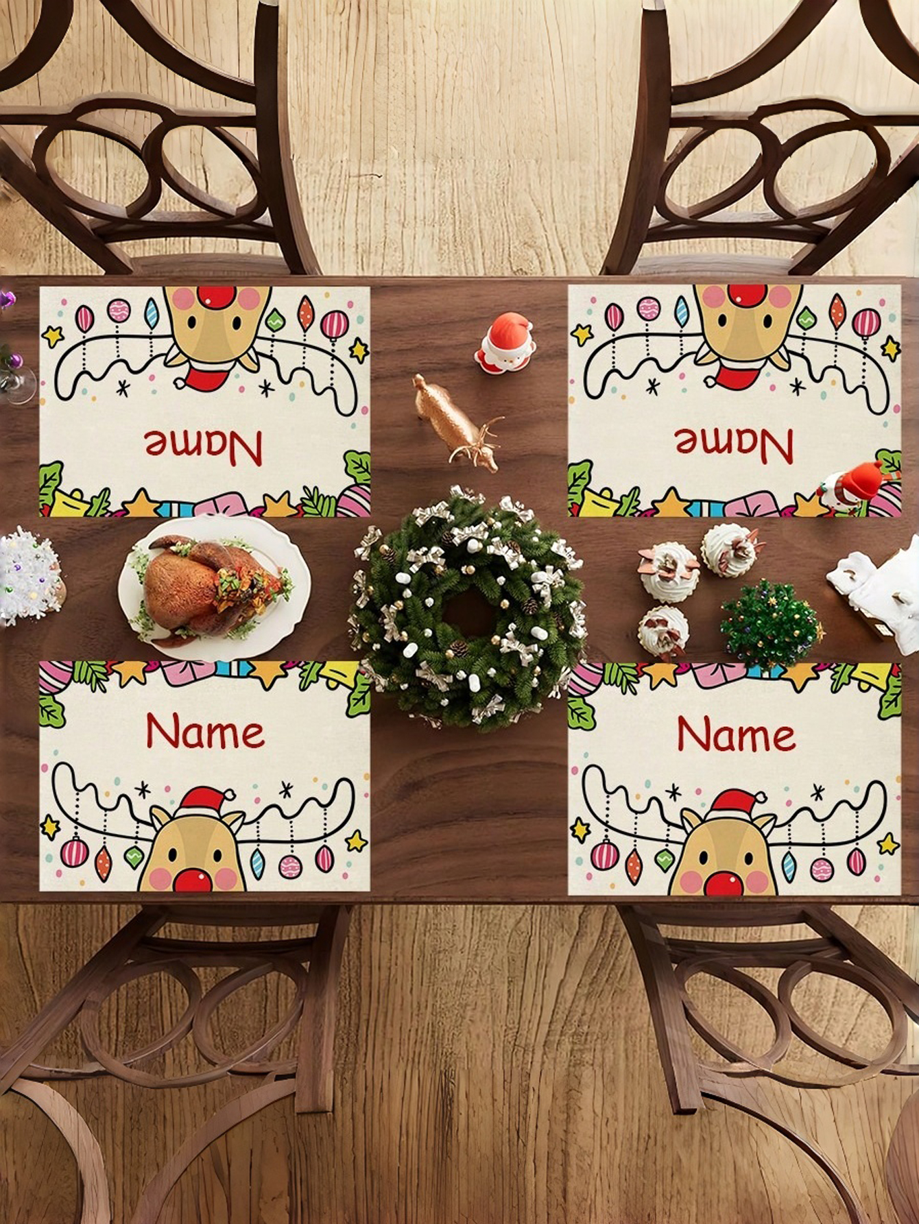Personalized Christmas Reindeer Placemats
